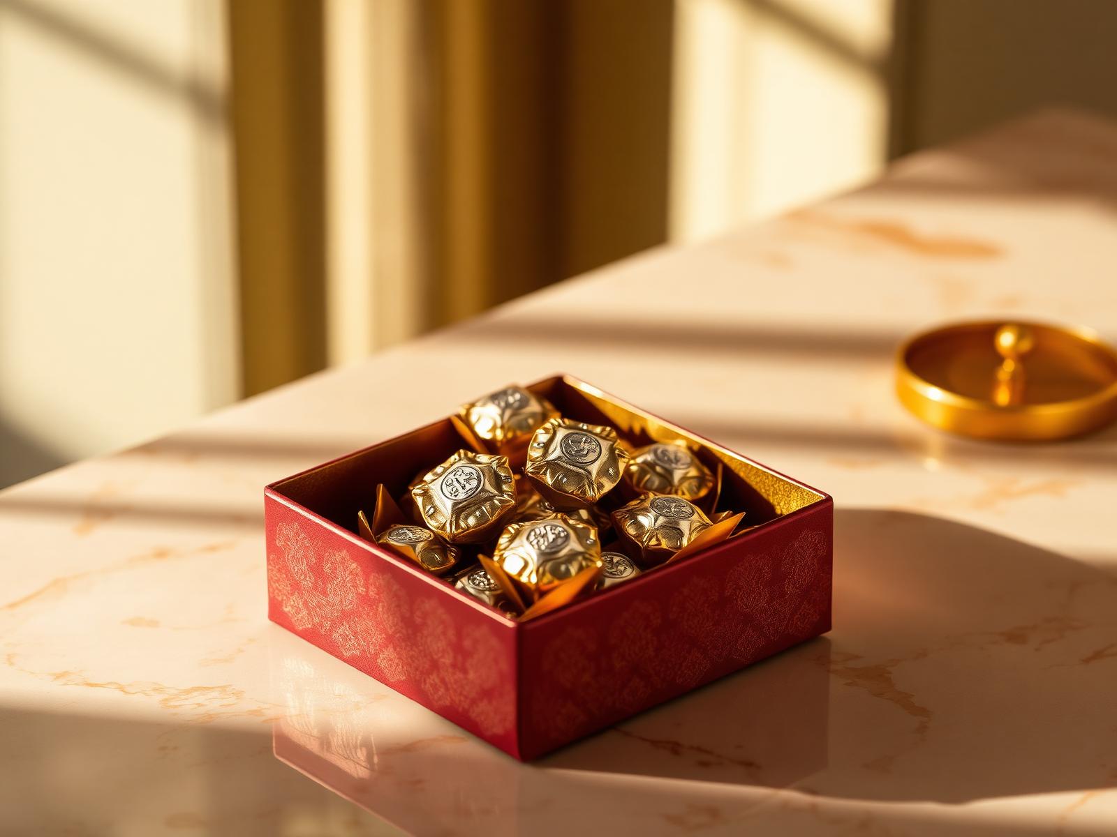 Kaju katli arranged inside a Maharaja House gift box