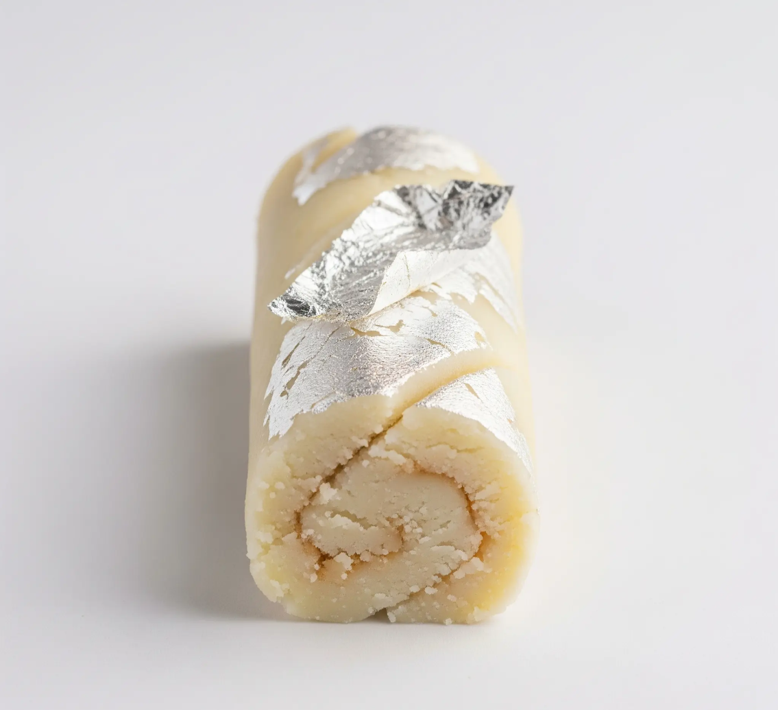 Macro close-up of a kaju pista roll slice